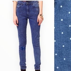 One Teaspoon Dixie Polka Dot High Rise Jeans Size 25